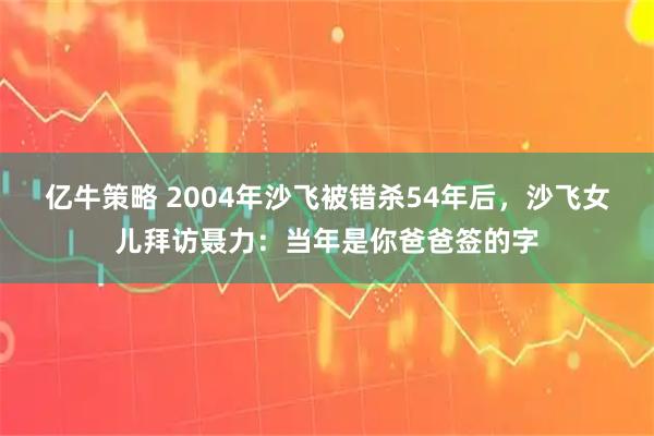 亿牛策略 2004年沙飞被错杀54年后，沙飞女儿拜访聂力：当年是你爸爸签的字