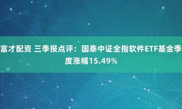 富才配资 三季报点评：国泰中证全指软件ETF基金季度涨幅15.49%